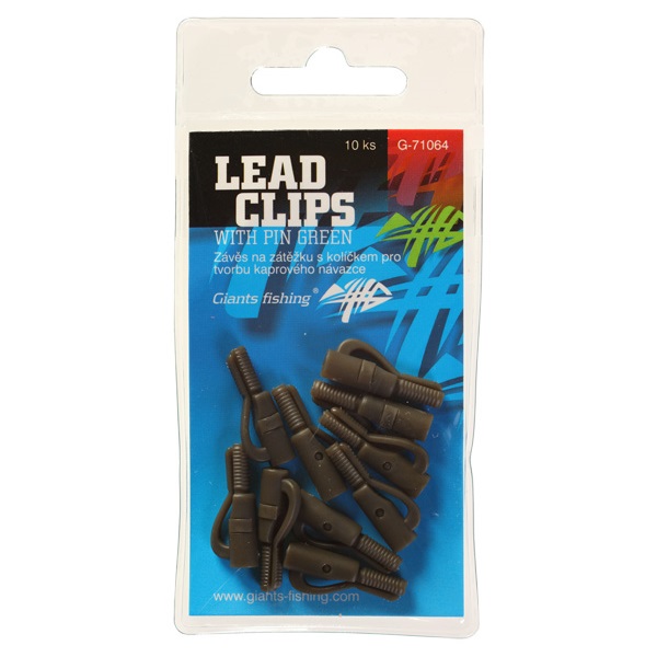 Ólomklipsz, Lead clips with pin Green / 10pc