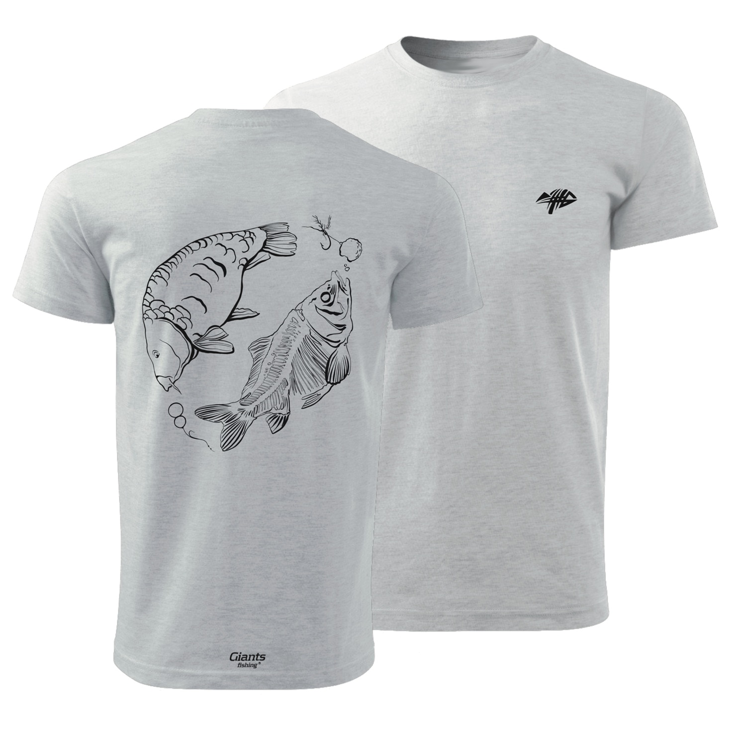 Giants fishing Tričko pánské šedé Kapr s kostrou